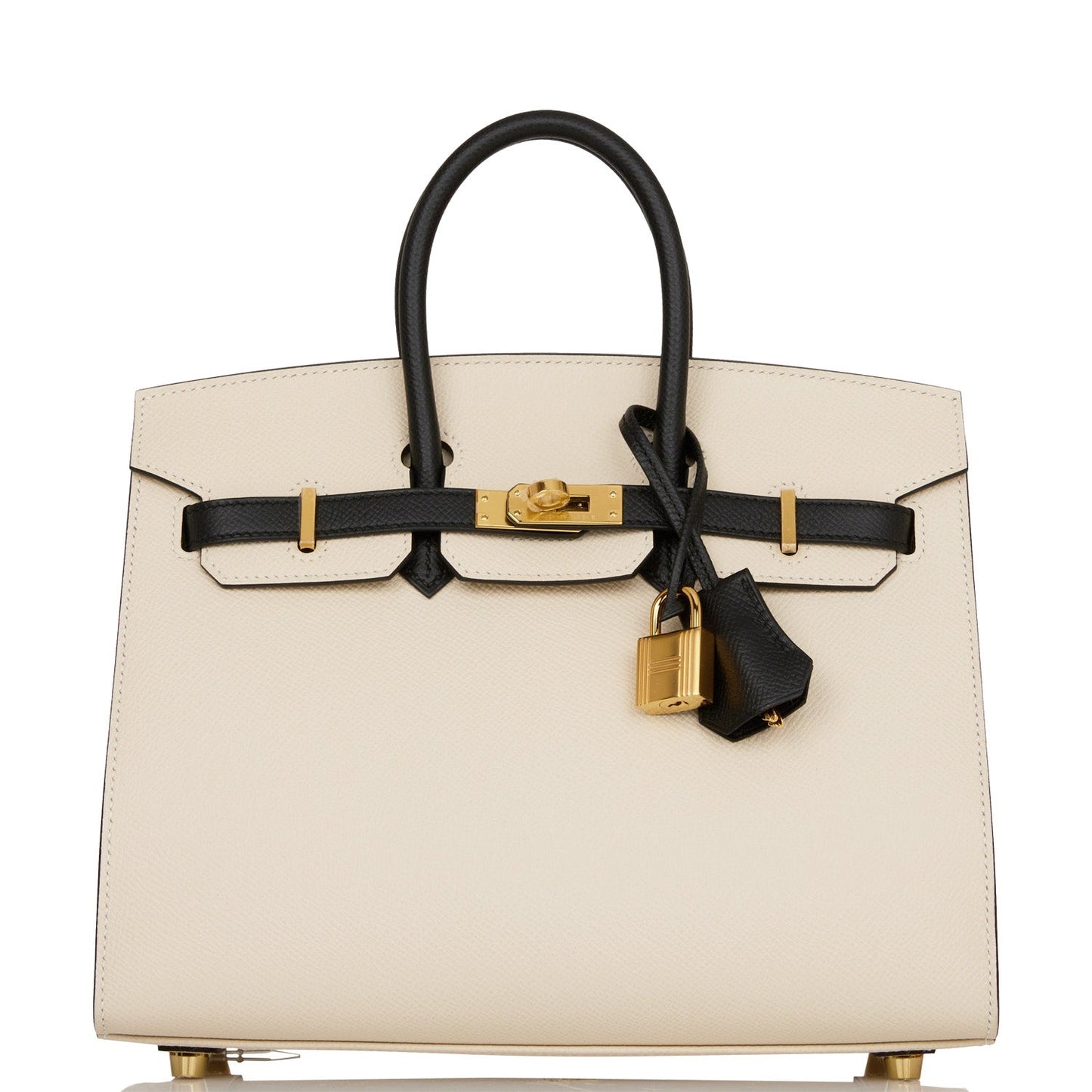 Hermes Birkin Sellier Craie And Epsom Hardware Handbag Black Gold Travel Bag