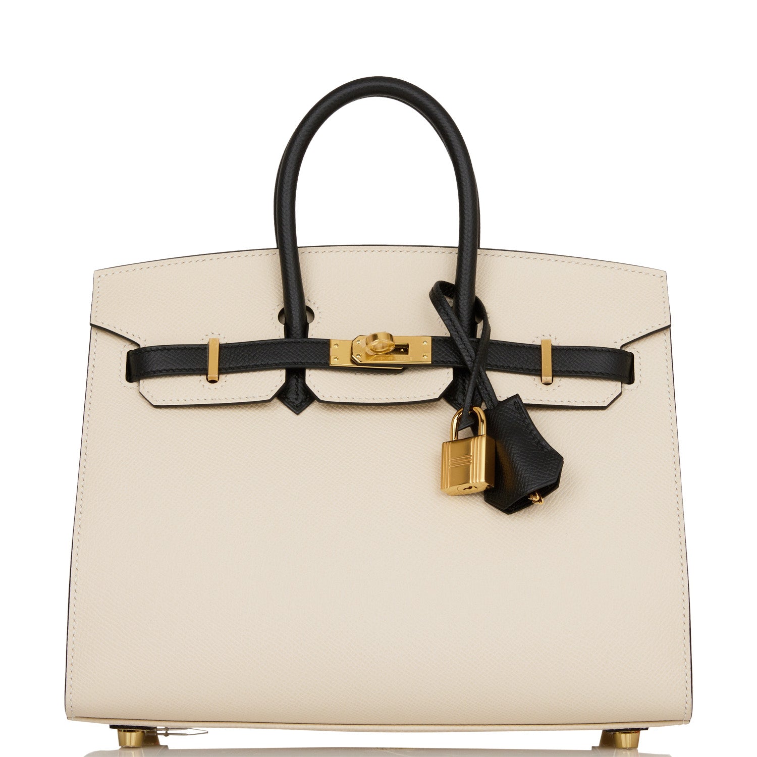Hermes Birkin Sellier Craie And Epsom Hardware Handbag Black Gold Travel Bag