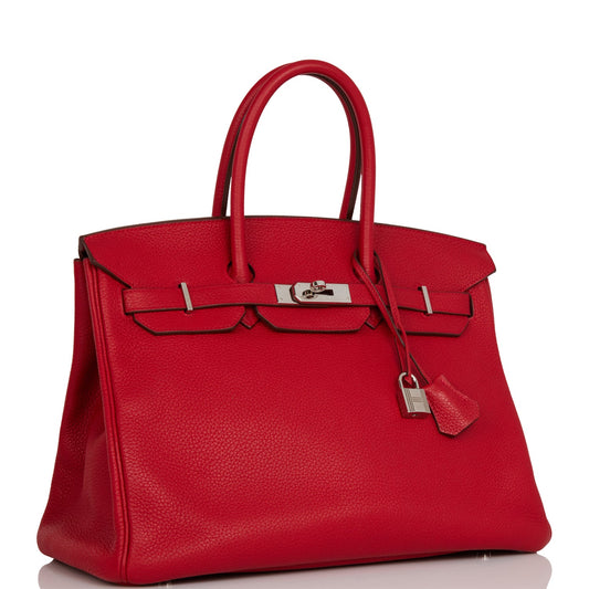 Hermes Birkin Rouge Cas Ue Clemence Palladium Hardware Handbag Travel Bag