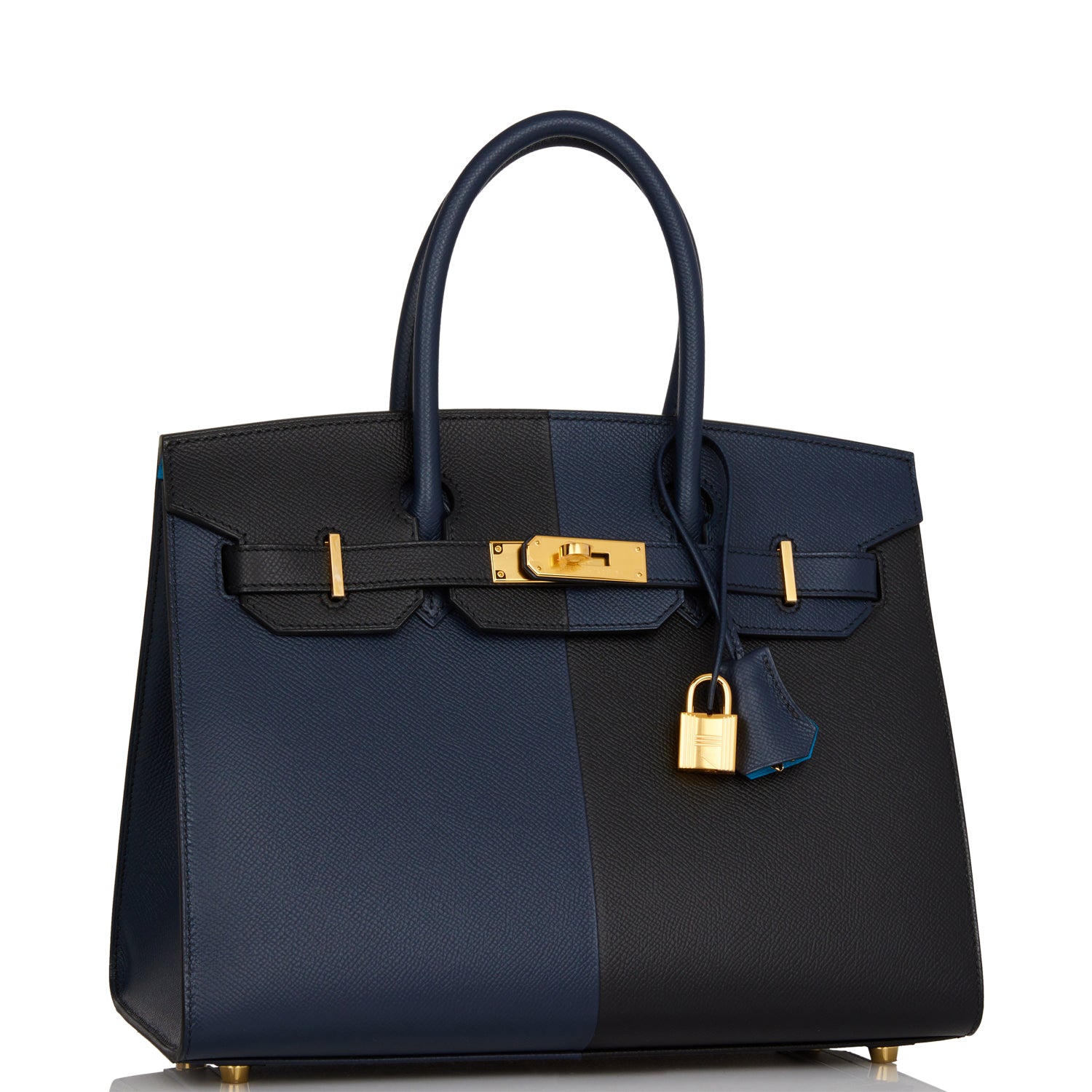 Hermes Birkin Cas Ue Bleu Indigo And Bleu Black Gold Travel Bag