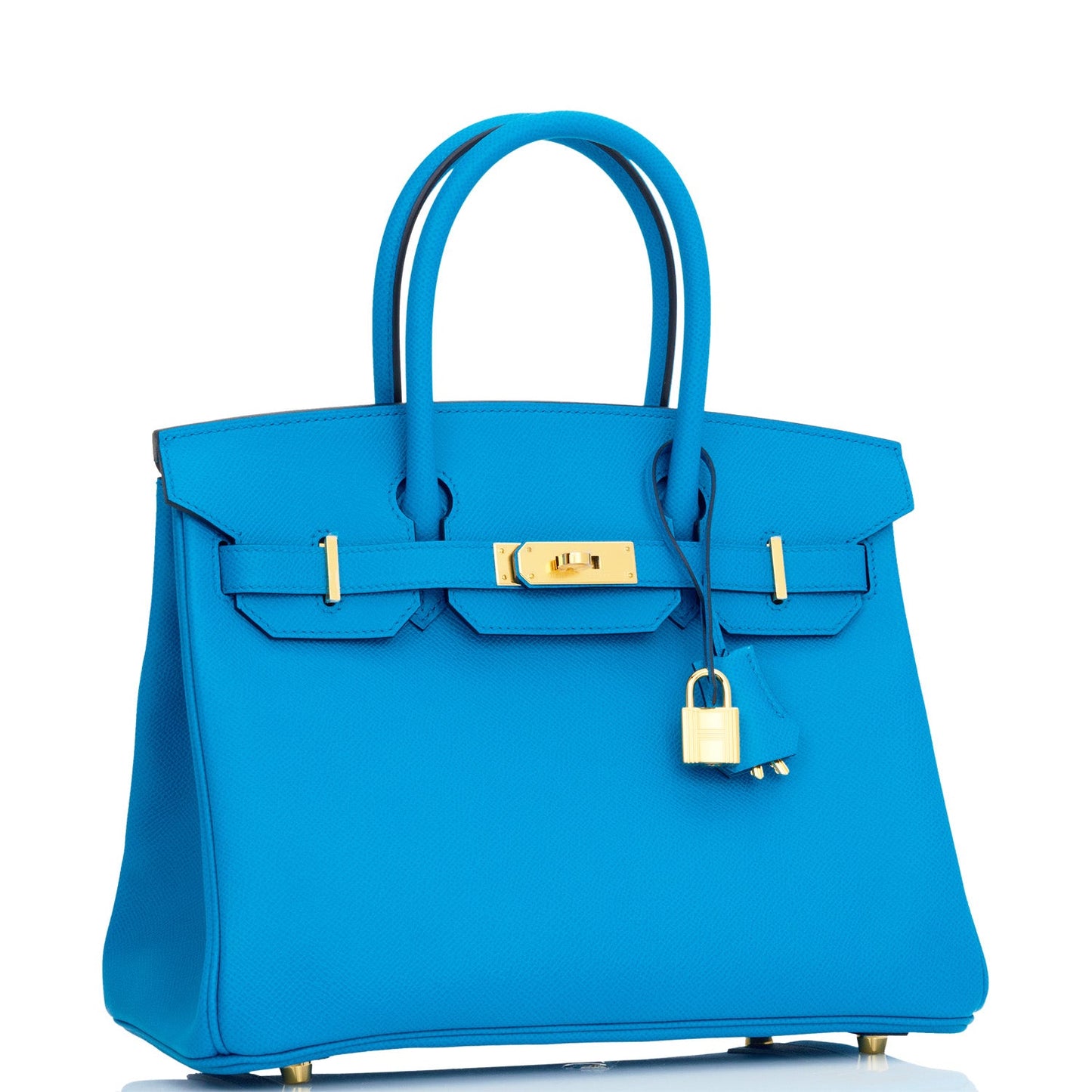 Hermes Birkin Bleu Frida Epsom Hardware Handbag Gold Travel Bag