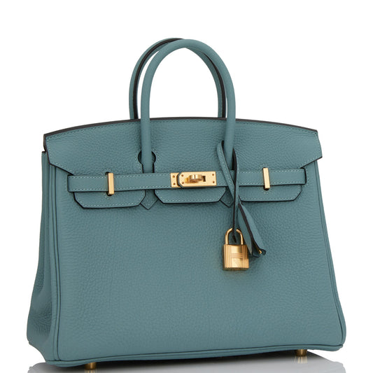 Hermes Birkin Ciel Togo Hardware Handbag Gold Travel Bag