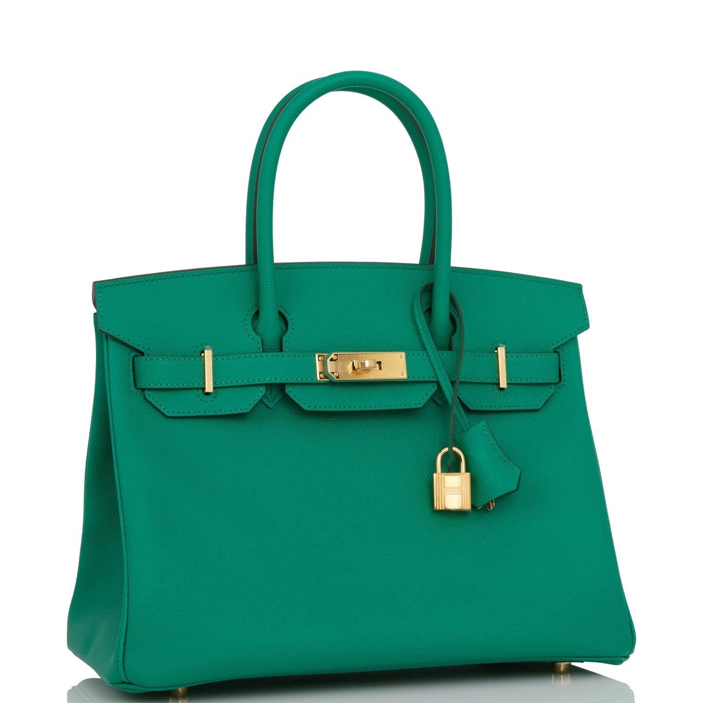 Hermes Birkin Vert Jade Epsom Hardware Handbag Gold Travel Bag