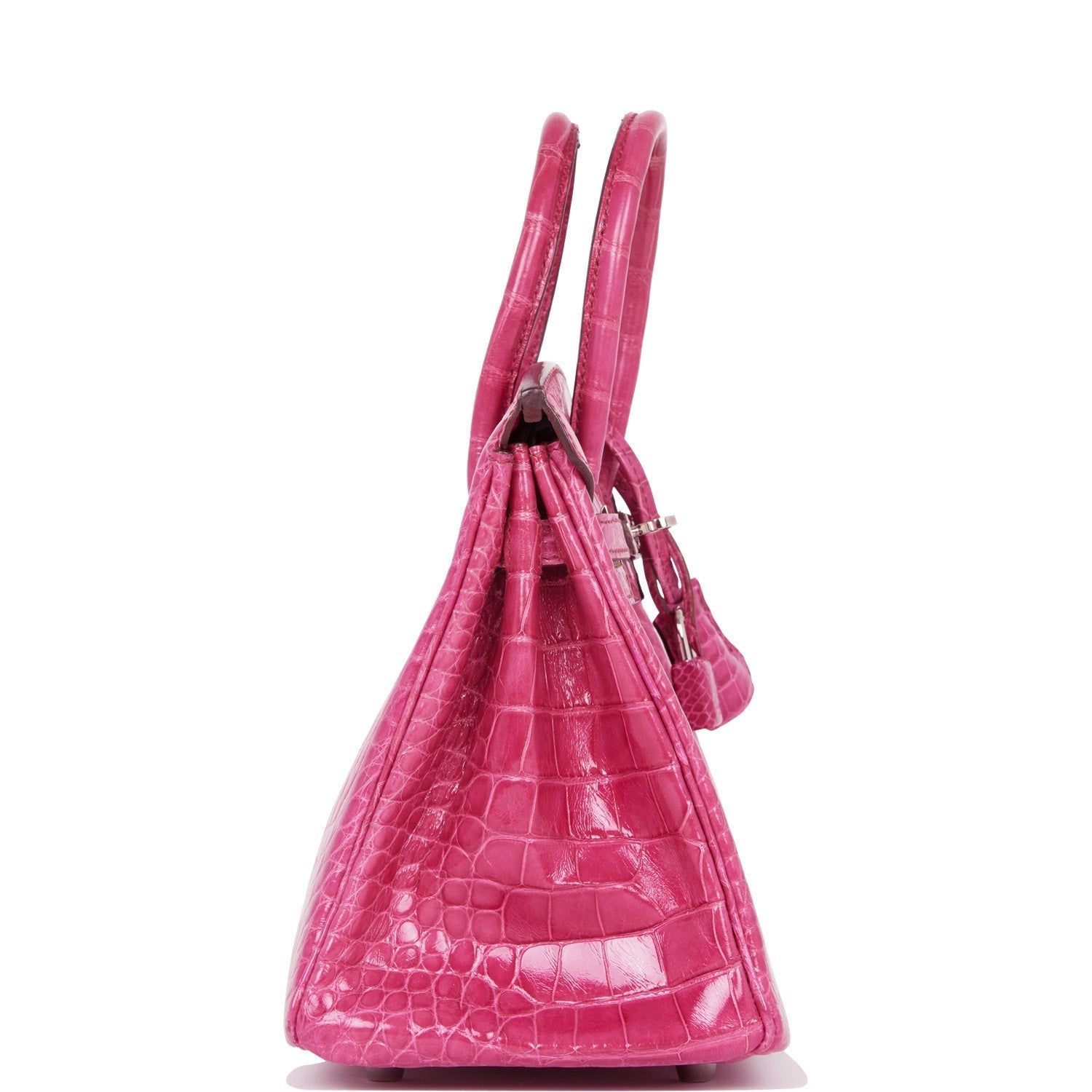 Hermes Birkin Fuchsia Shiny Alligator Palladium Hardware Handbag Travel Bag