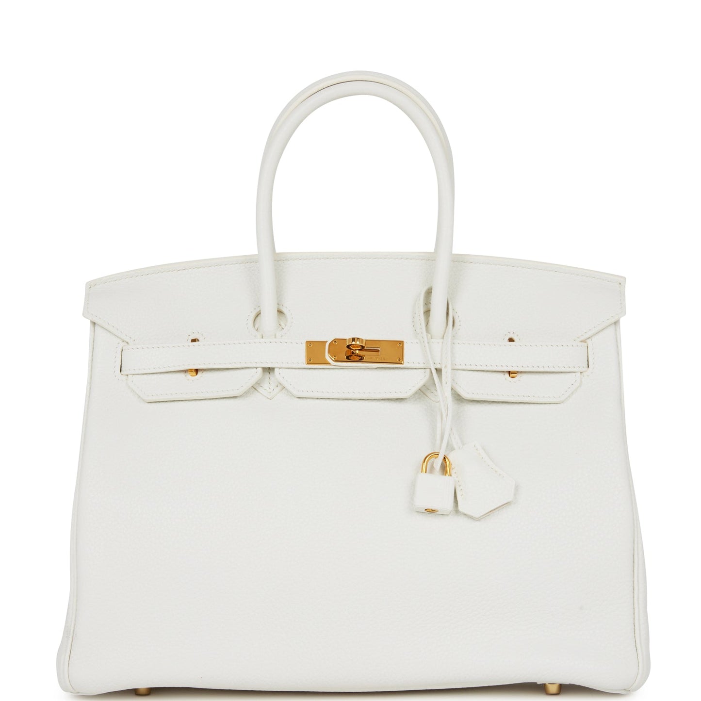 Hermes Birkin Clemence Hardware Handbag White Gold Travel Bag