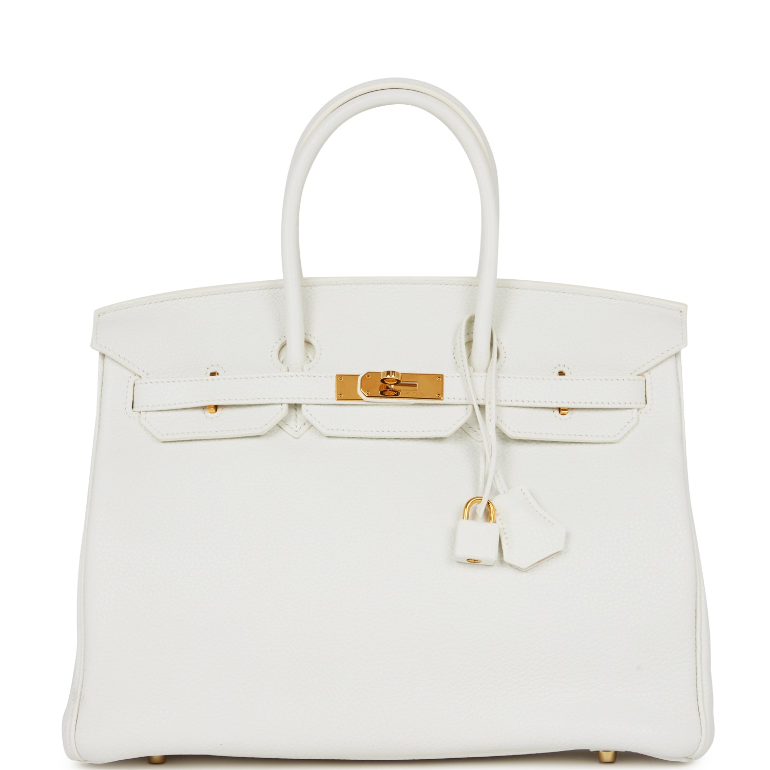 Hermes Birkin Clemence Hardware Handbag White Gold Travel Bag