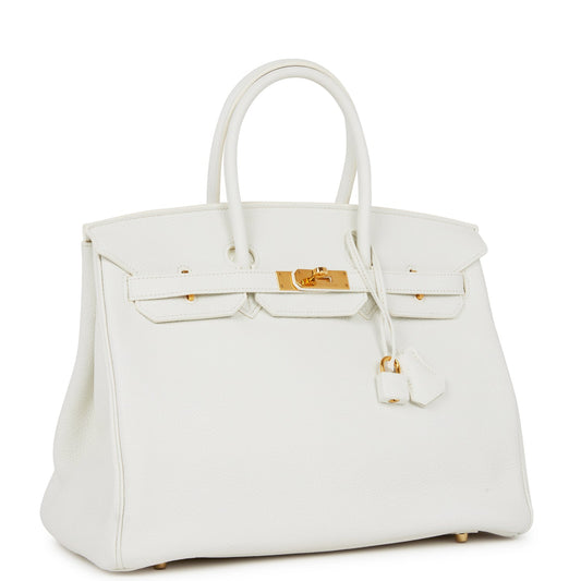 Hermes Birkin Clemence Hardware Handbag White Gold Travel Bag