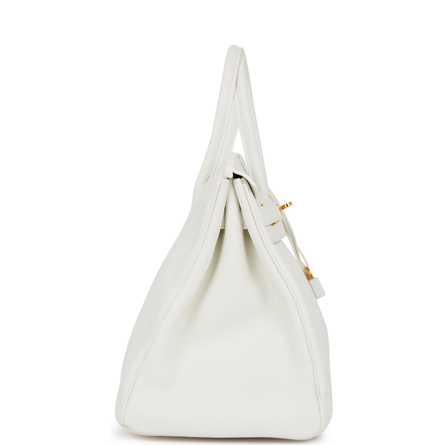 Hermes Birkin Clemence Hardware Handbag White Gold Travel Bag