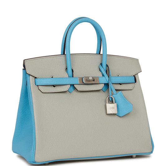 Hermes Special Order Hss Birkin Gris Perle And Bleu Travel Bag