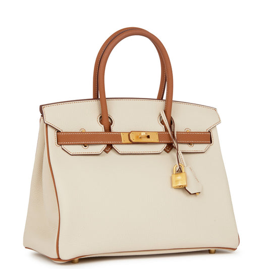 Hermes Special Order Hss Birkin Craie And Togo Gold Travel Bag