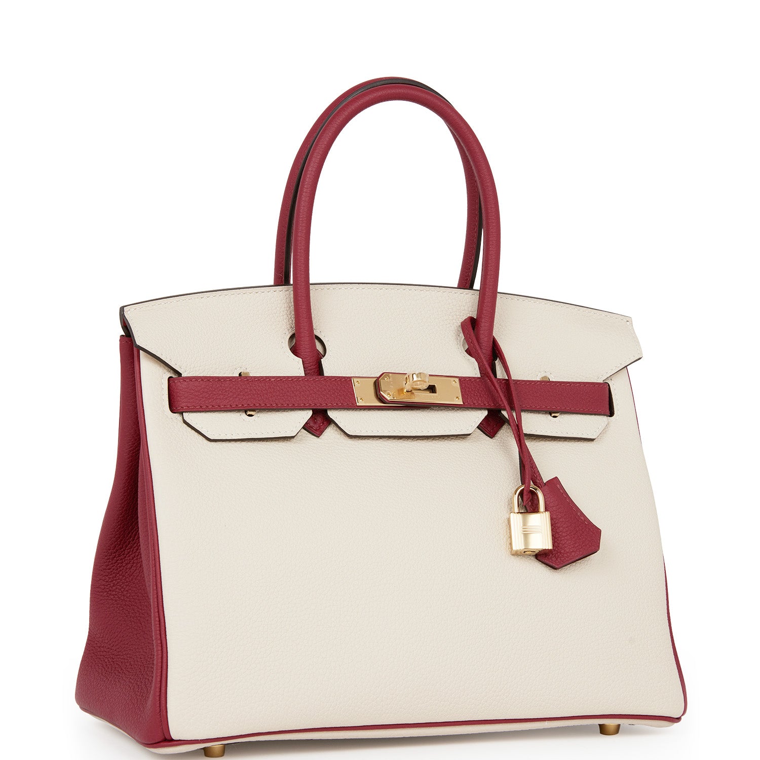 Hermes Special Order Hss Birkin Craie And Rouge Grenat Travel Bag