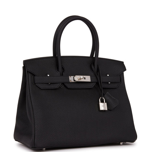 Hermes Birkin Togo Palladium Hardware Handbag Black Travel Bag 20