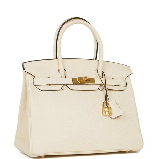 Hermes Birkin Nata Clemence Hardware Handbag Gold Travel Bag