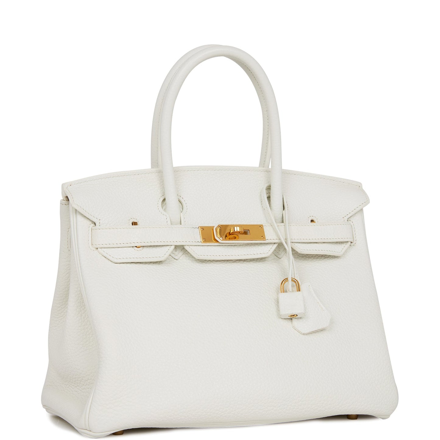 Hermes Birkin Clemence Hardware Handbag White Gold Travel Bag 3
