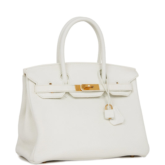 Hermes Birkin Clemence Hardware Handbag White Gold Travel Bag 3