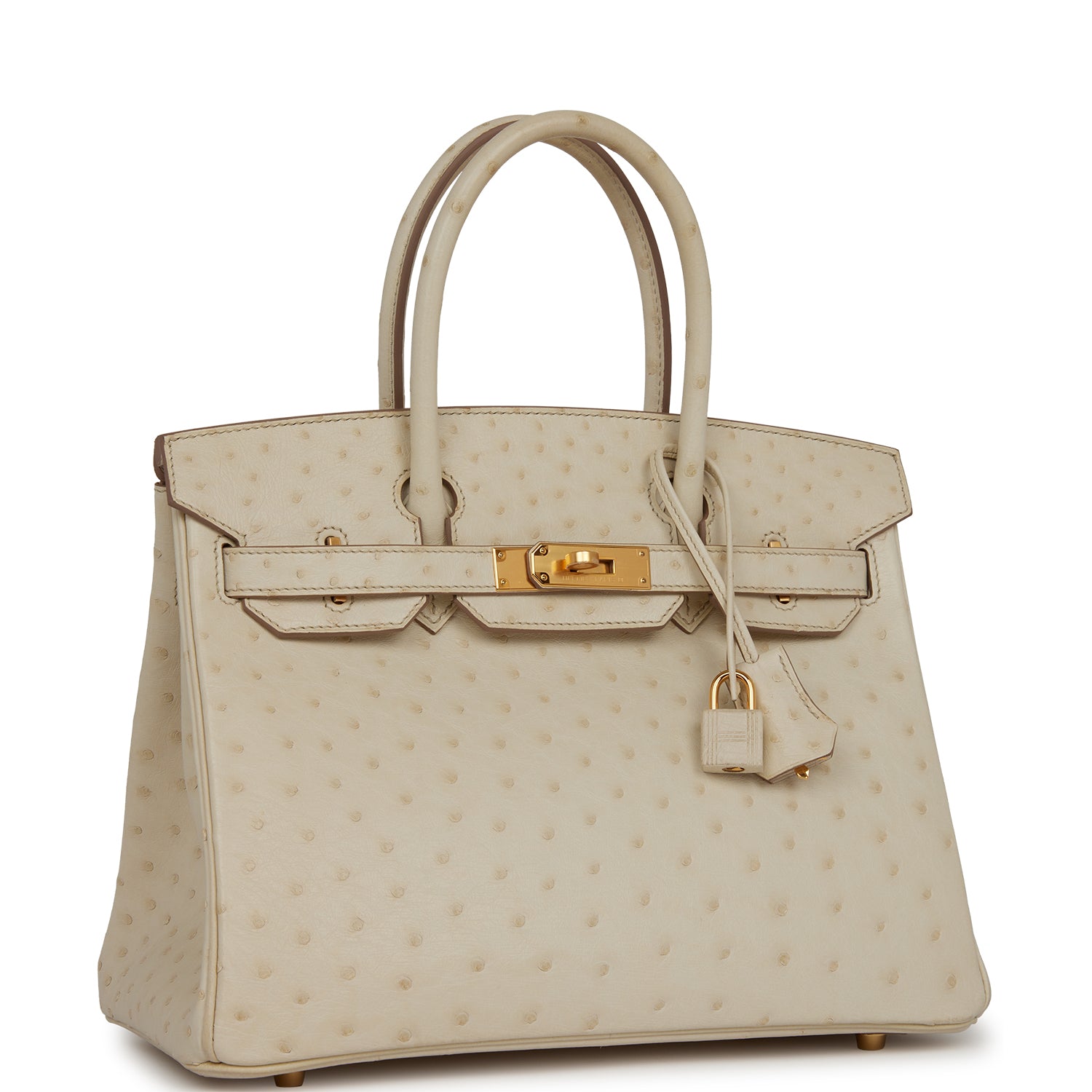 Hermes Birkin Beton Ostrich Hardware Handbag Gold Travel Bag