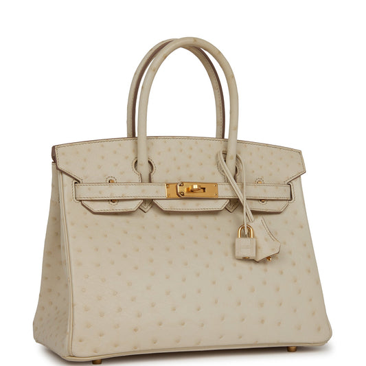 Hermes Birkin Beton Ostrich Hardware Handbag Gold Travel Bag