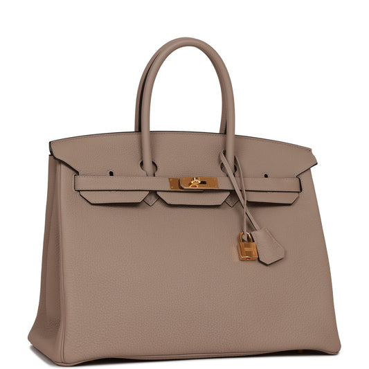 Hermes Birkin Gris Tourterelle Togo Hardware Handbag Gold Travel Bag