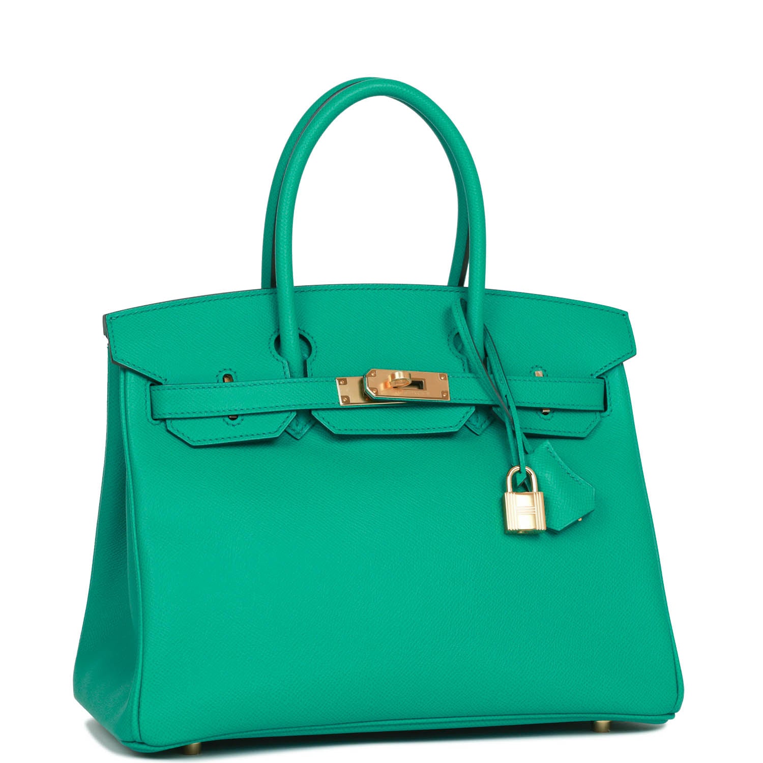 Hermes Birkin Vert Jade Epsom Hardware Handbag Gold Travel Bag