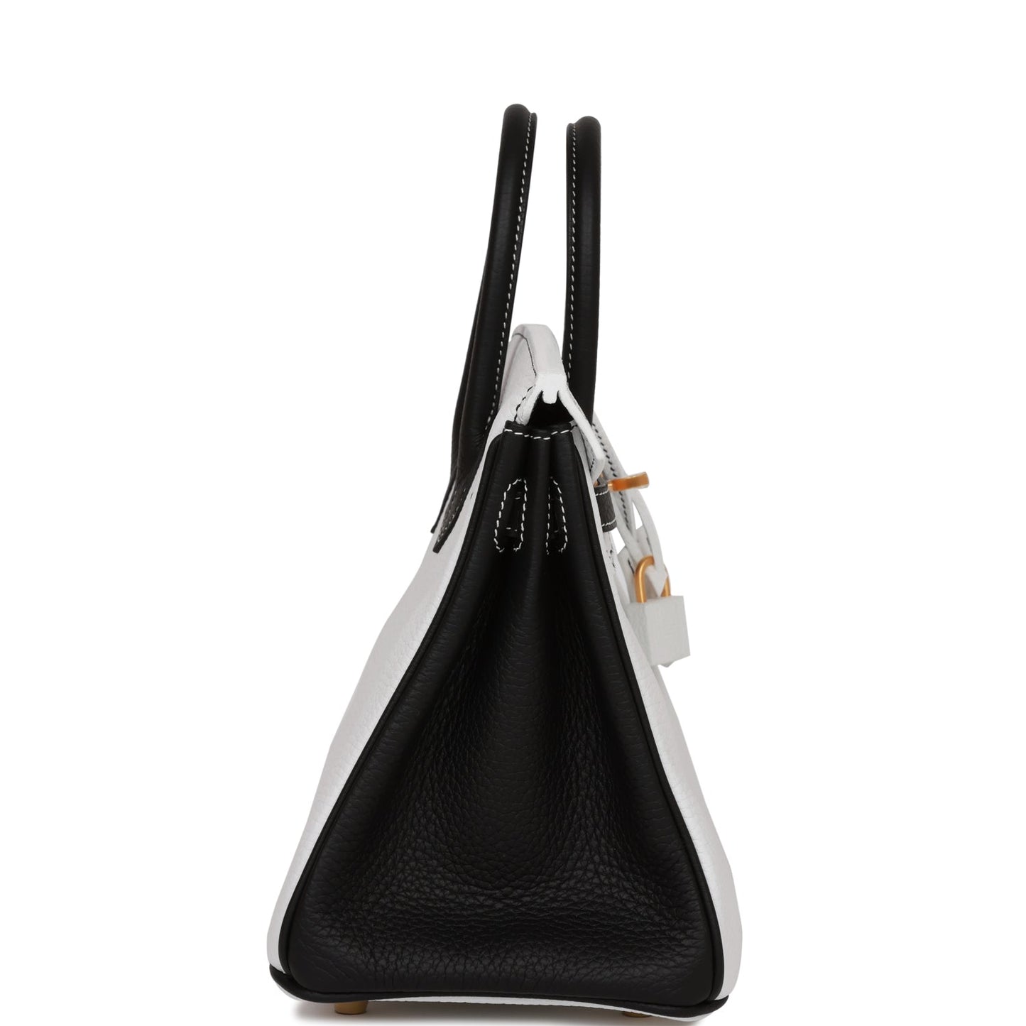 Hermes Special Order Hss Birkin And Clemence Brushed Black White Travel Bag Gold Hardware