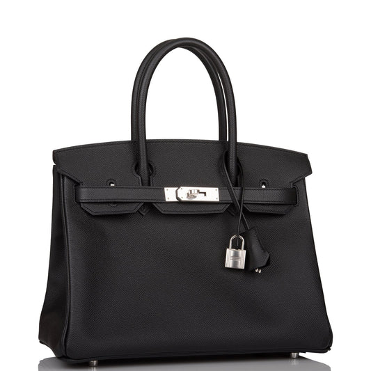 Hermes Birkin Epsom Palladium Hardware Handbag Black Travel Bag Palladium Hardware