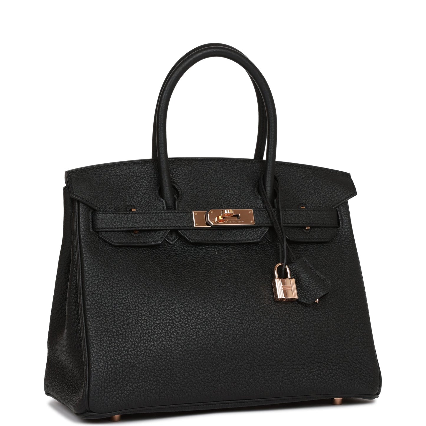 Hermes Birkin Togo Rose Hardware Handbag Black Gold Travel Bag Gold Hardware
