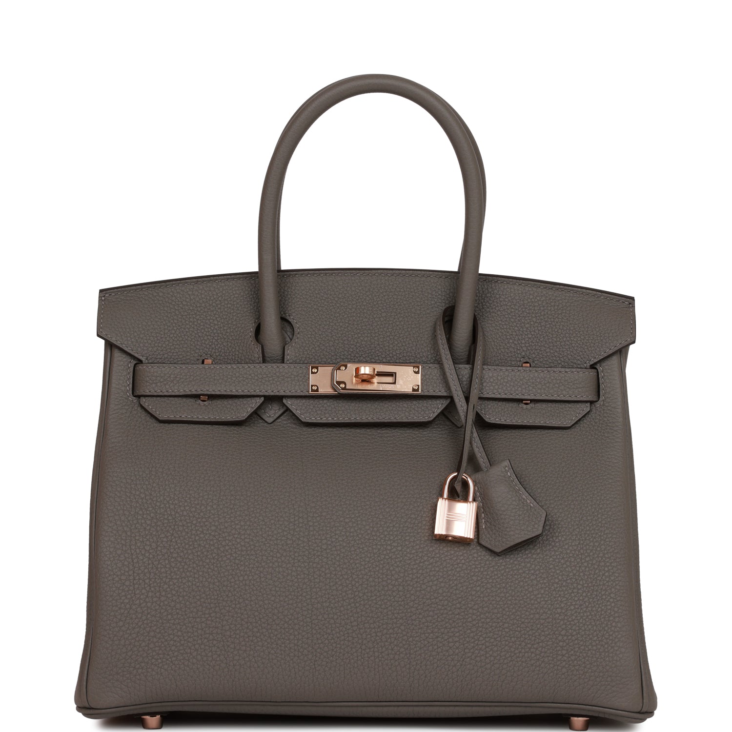 Hermes Birkin Gris Meyer Togo Rose Hardware Handbag Gold Travel Bag Gold Hardware