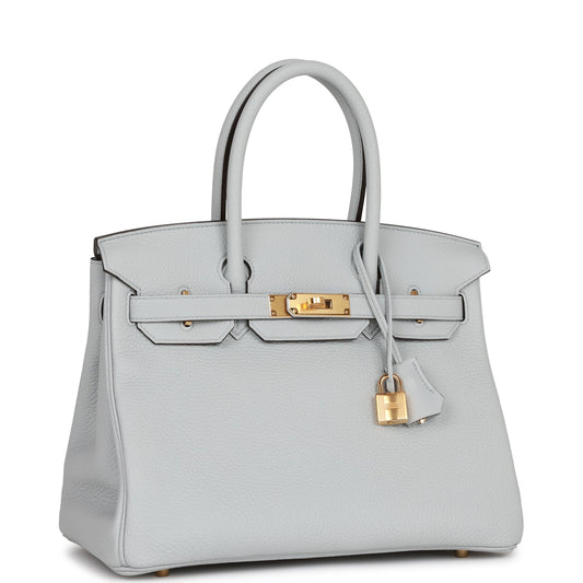 Hermes Birkin Bleu Pale Clemence Hardware Handbag Gold Travel Bag Hardware 1
