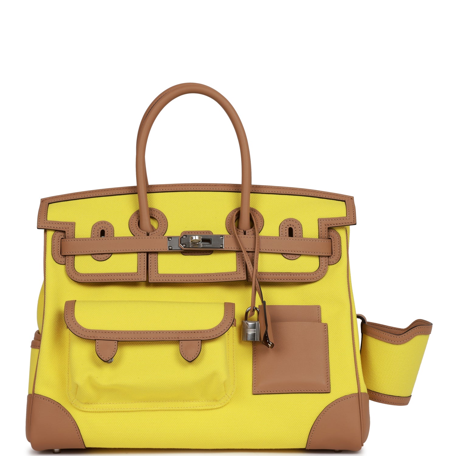 Hermes Birkin Cargo Jaune Citron Toile And Chai Travel Bag