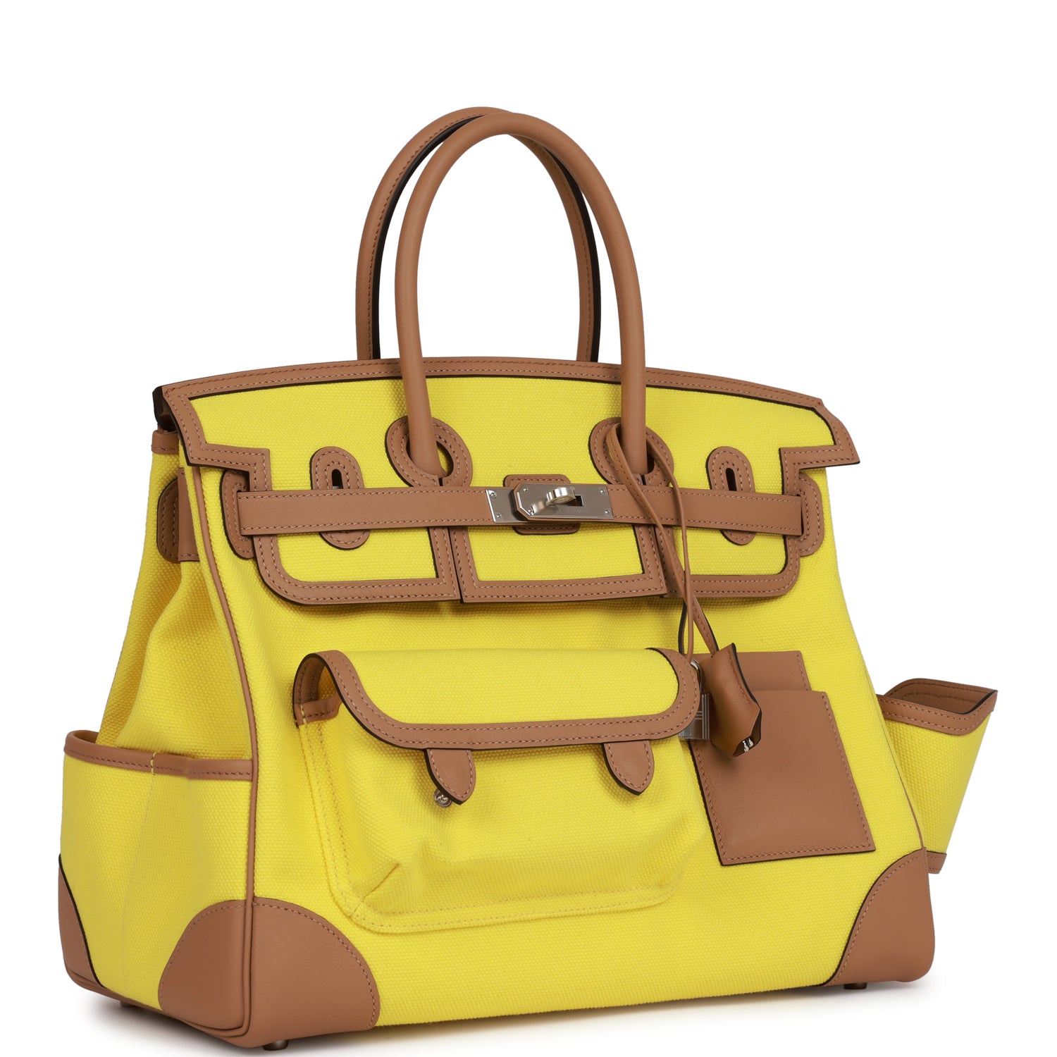Hermes Birkin Cargo Jaune Citron Toile And Chai Travel Bag