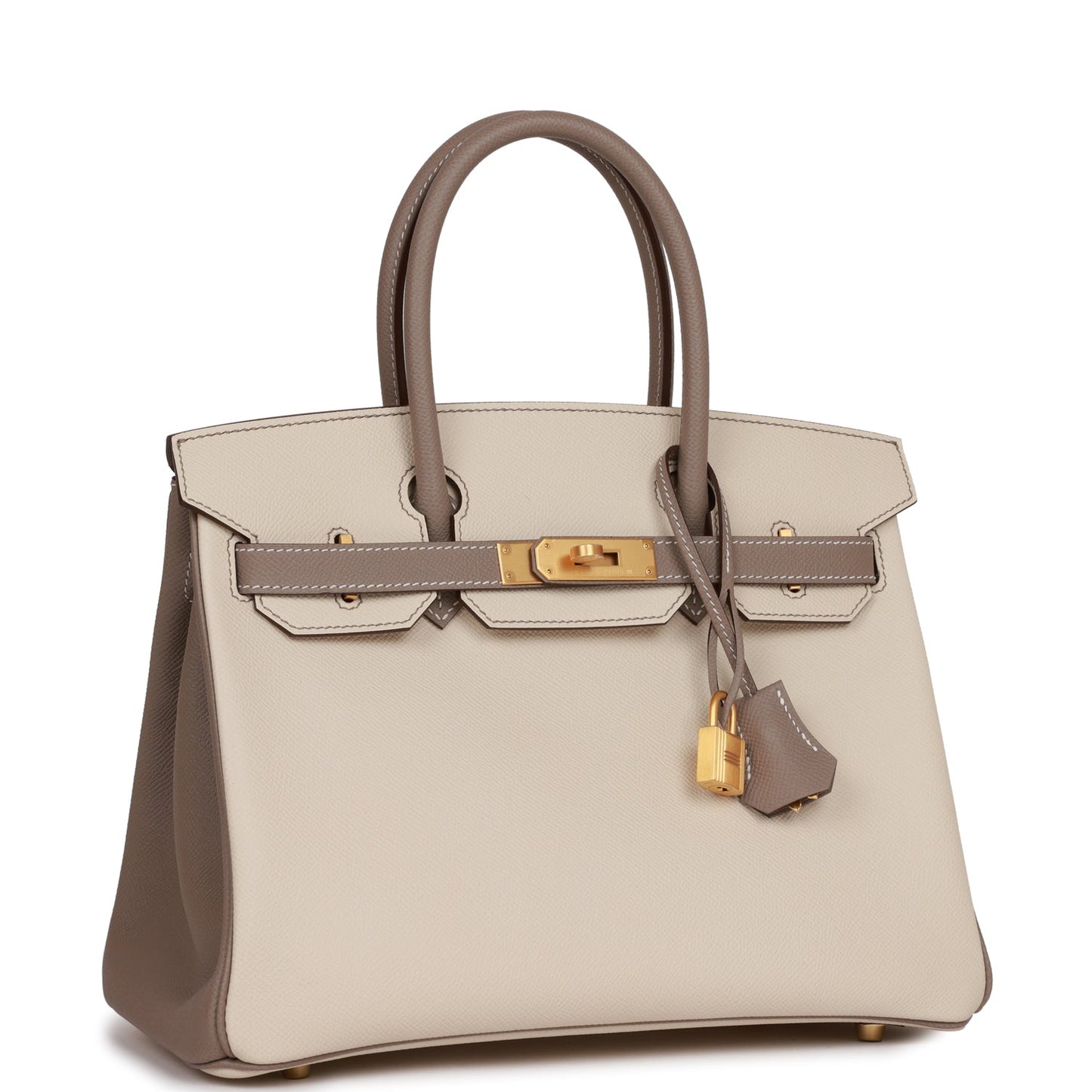Hermes Special Order Hss Birkin Craie And Gris Asphalte Gold Travel Bag
