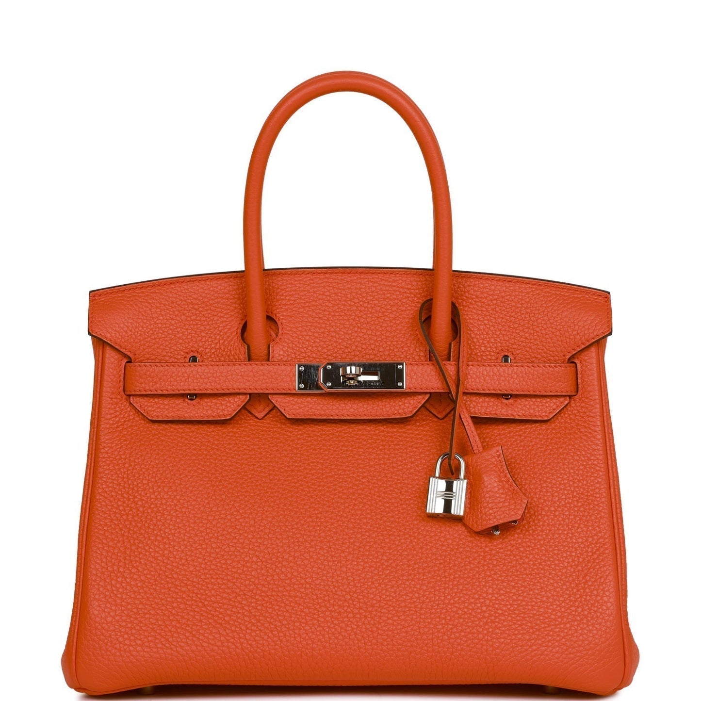 Hermes Birkin Poppy Verso Clemence Palladium Hardware Handbag Orange Travel Bag
