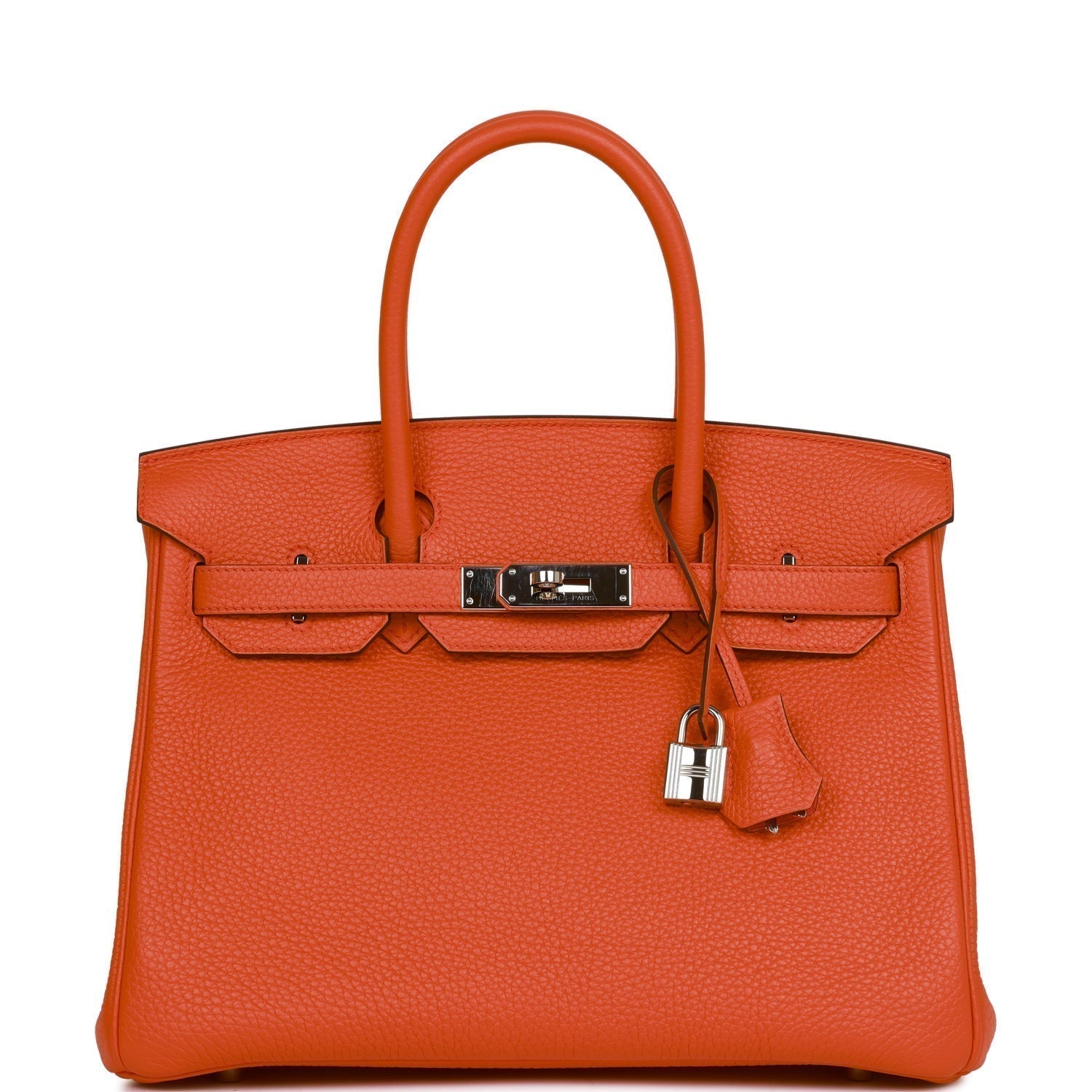 Hermes Birkin Poppy Verso Clemence Palladium Hardware Handbag Orange Travel Bag