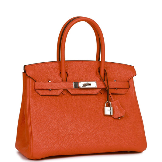 Hermes Birkin Orange Poppy Verso Clemence Palladium Hardware Travel Bag