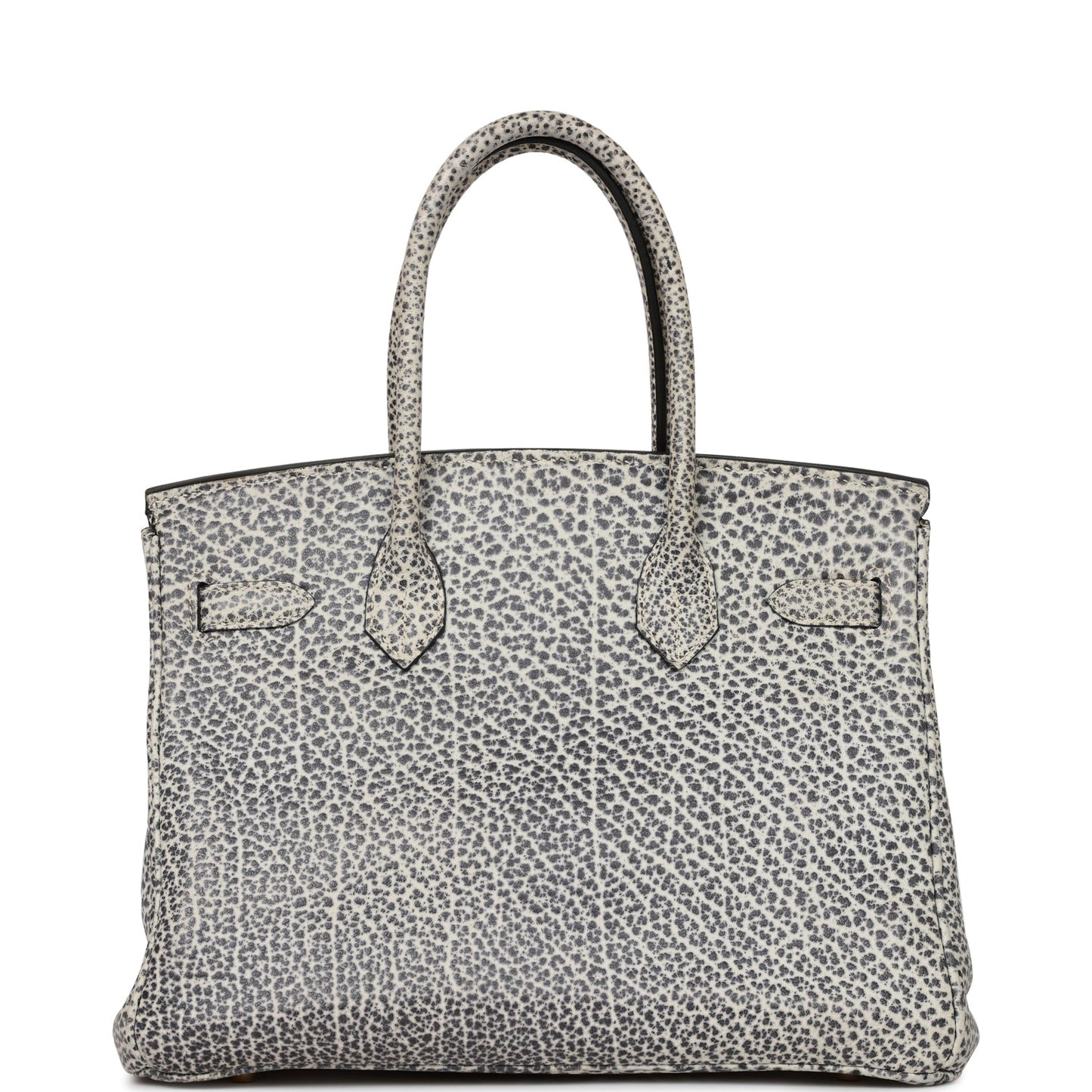 Hermes Birkin Dalmatian Buffalo Hardware Handbag White Gold Travel Bag