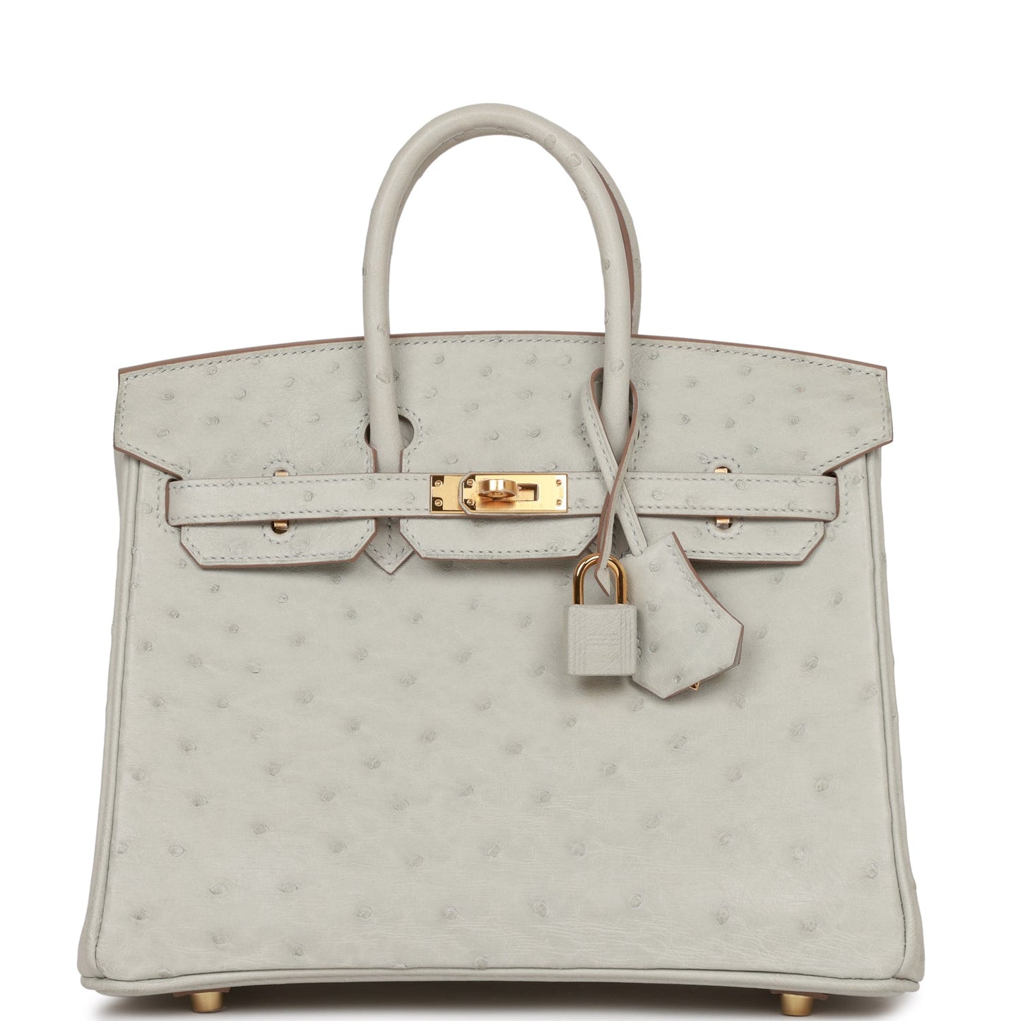 Hermes Birkin Gris Perle Ostrich Hardware Handbag Gold Travel Bag
