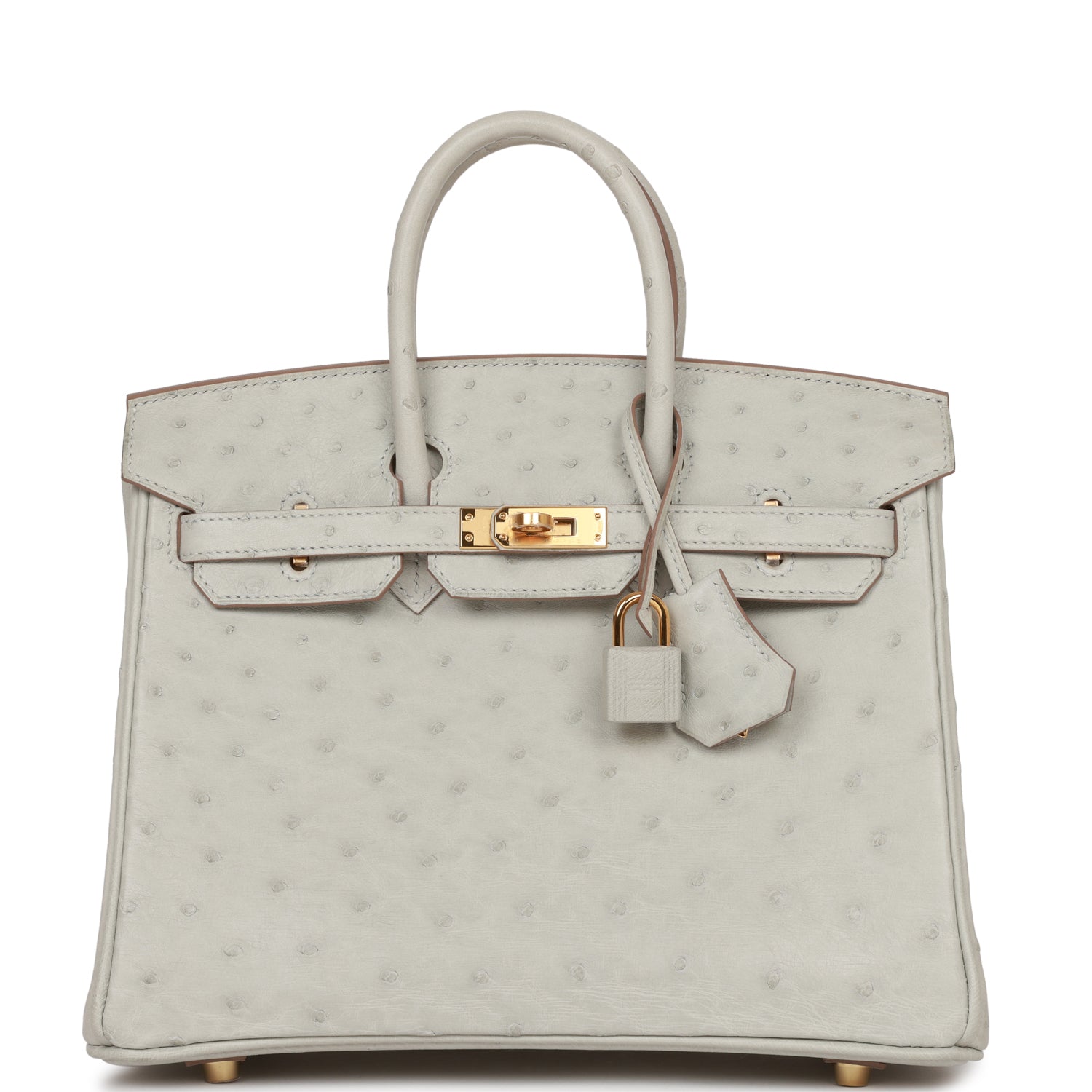 Hermes Birkin Gris Perle Ostrich Hardware Handbag Gold Travel Bag