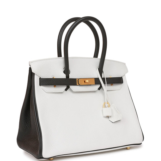 Hermes Special Order Hss Birkin And Clemence Brushed Black White Travel Bag