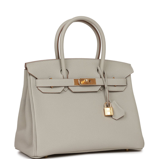 Hermes Birkin Gris Perle Togo Hardware Handbag Gold Travel Bag