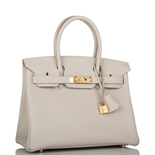 Hermes Birkin Gris Perle Togo Hardware Handbag Gold Travel Bag Gold Hardware
