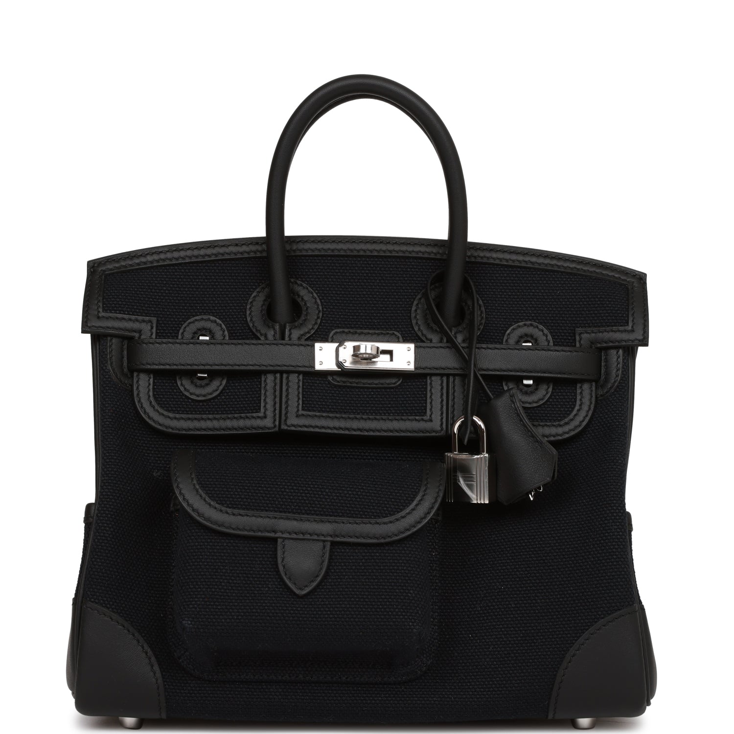 Hermes Birkin Cargo Swift And Toile Palladium Hardware Canvas Black Travel Bag