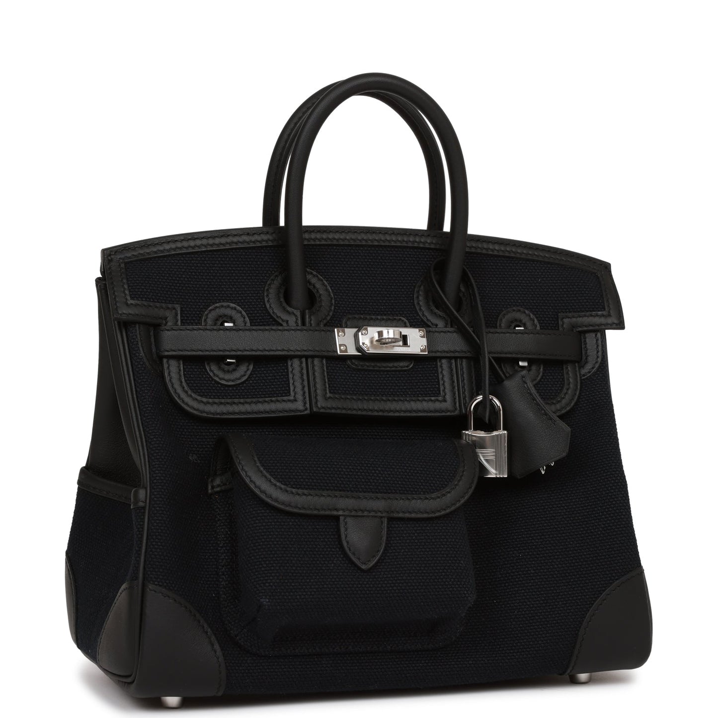 Hermes Birkin Cargo Swift And Toile Palladium Hardware Canvas Black Travel Bag