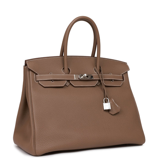 Hermes Birkin Etoupe Togo Palladium Hardware Handbag Travel Bag Palladium Hardware