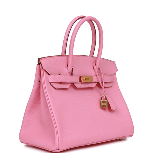 Hermes Birkin Rose Confetti Chevre Hardware Handbag Gold Travel Bag