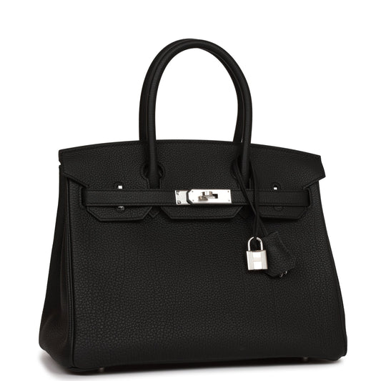 Hermes Birkin Togo Palladium Hardware Handbag Black Travel Bag 19
