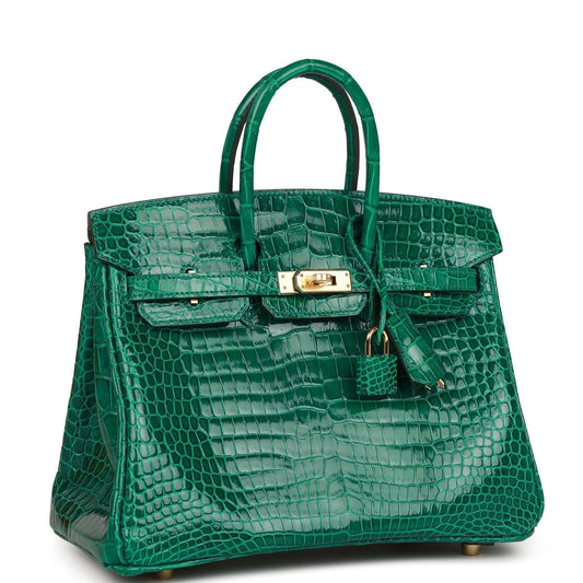 Hermes Special Order Hss Birkin Emerald Shiny Porosus Gold Travel Bag