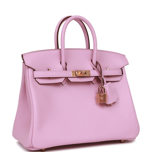 Hermes Birkin Mauve Sylvestre Swift Rose Hardware Handbag Gold Travel Bag