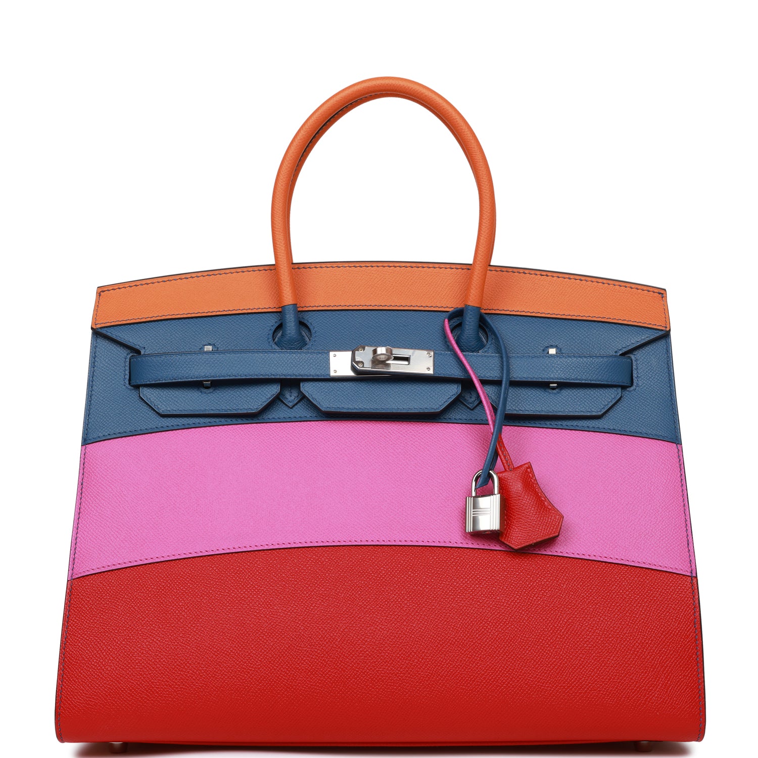 Hermes Birkin Sellier Rainbow Epsom Palladium Hardware Handbag Travel Bag 2 Hr