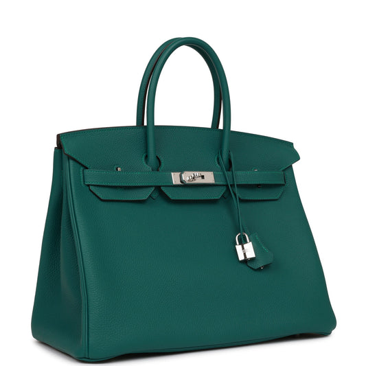 Hermes Birkin Malachite Togo Palladium Hardware Handbag Travel Bag Palladium Hardware