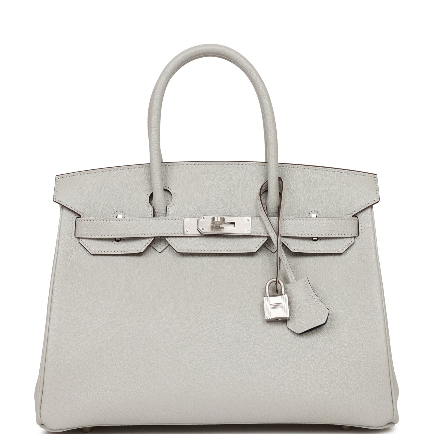 Hermes Birkin Gris Perle Verso Chevre Brushed Palladium Travel Bag Palladium Hardware